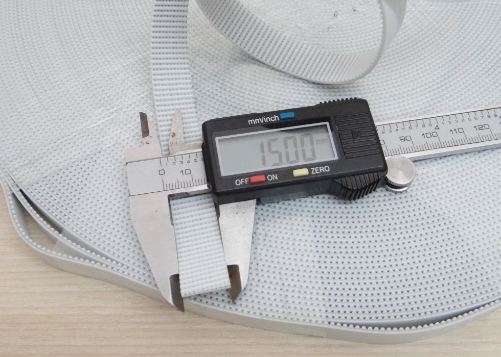 2GT-15mm PU Timing Belt Steel Core สีขาว (สานแถบเส้นเหล็กในสายพาน ราคา/1เมตร)