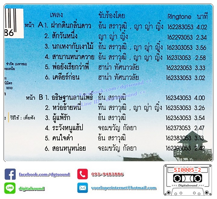 เทปคาสเซ็ท อ้น สราวุฒิ ญาญา ญิ๋ง อัลบั้ม ฝากดินกลิ่นดาว ชุดที่ 1