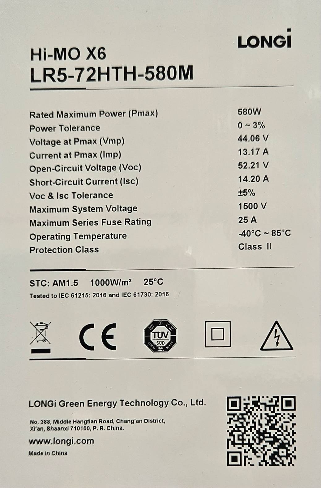 Solar Cell 585w LONGI HIMO-X6 Mono Half Cell 30MM.