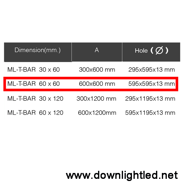 ดาวน์ไลท์ ML Lighting T-bar square LED panel 40w (แสงส้ม)