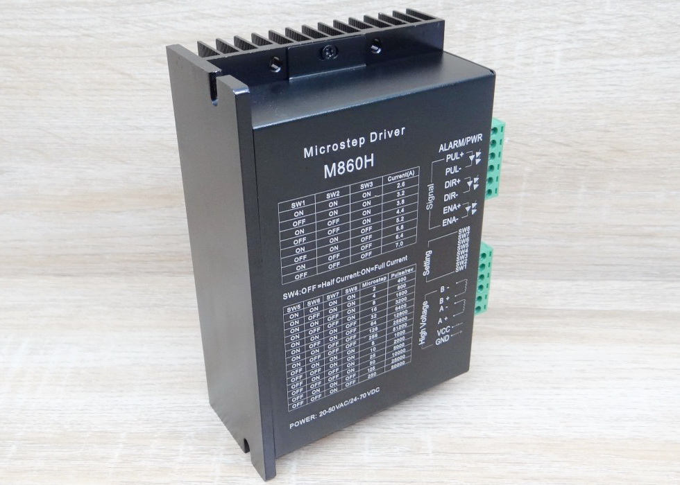 M860H (Jiawen) Microstep Driver Peak 7A, 24-70 VDC / 20-50 VAC [Aluminum Cover] 2-Phase