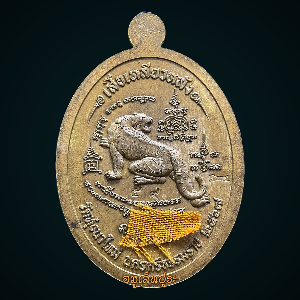 1 ใน 89 เหรียญ เหรียญหลังเสือรุ่นแรก รุ่นบารมีเสือเหลียวหลัง (เนื้อปลอกลูกปืนหน้ากากอัลปาก้า หลังติดจีวรหลวงปู่) ปี67 หลวงปู่อิ่ม วัดทุ่งนาใหม่ จ.นครศรีธรรมราช (ตอกโค้ด หมายเลข59)