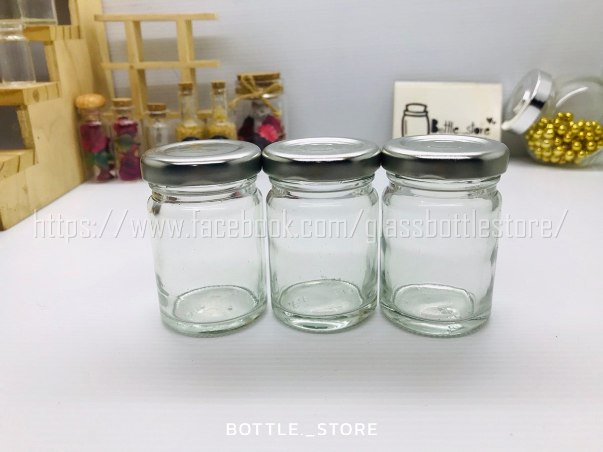 ขวดแก้ว 60ml ฝาเกลียวล็อคสีเงิน
