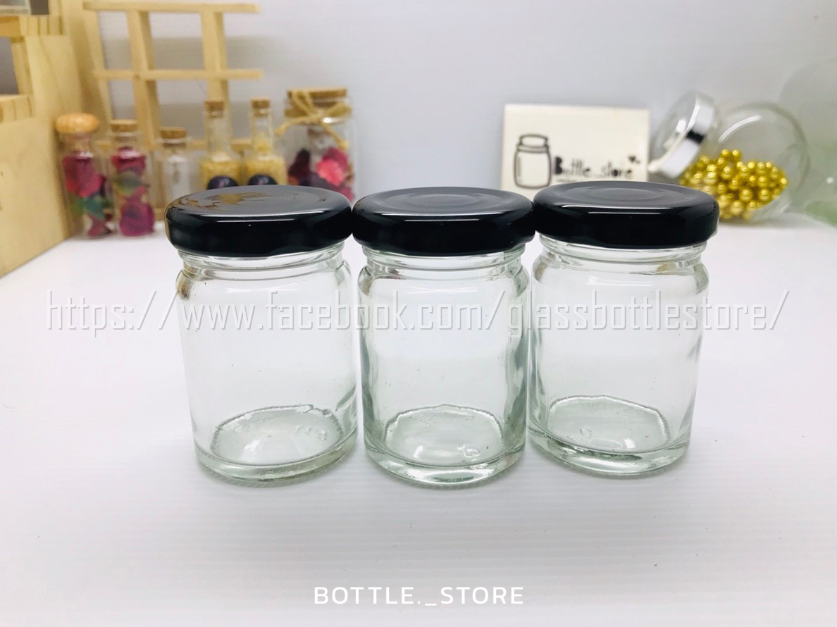 ขวดแก้ว 60ml ฝาเกลียวล็อคสีดำ
