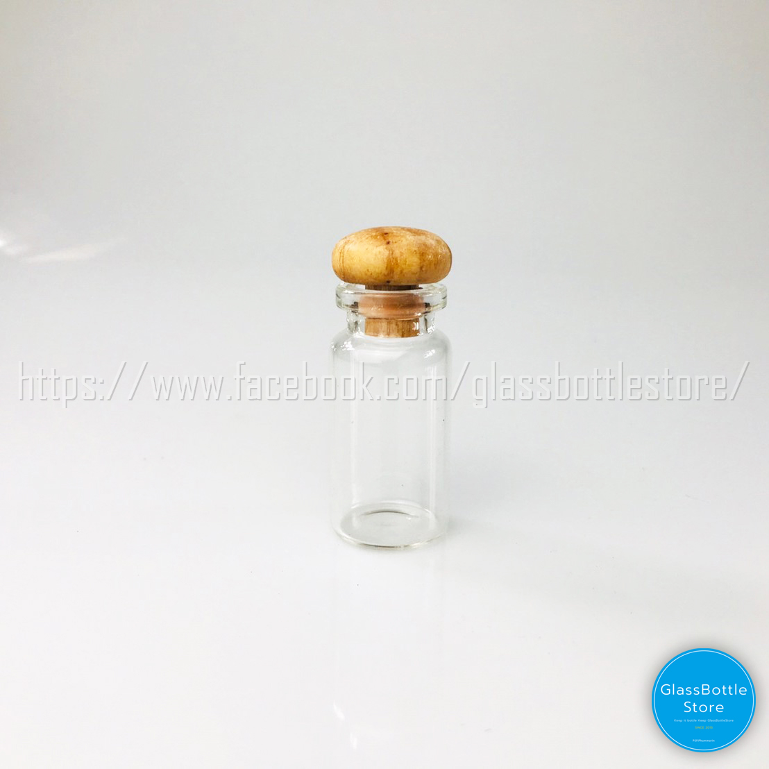 ขวดแก้ว จิ๋ว บาง 7ml ฝาไม้