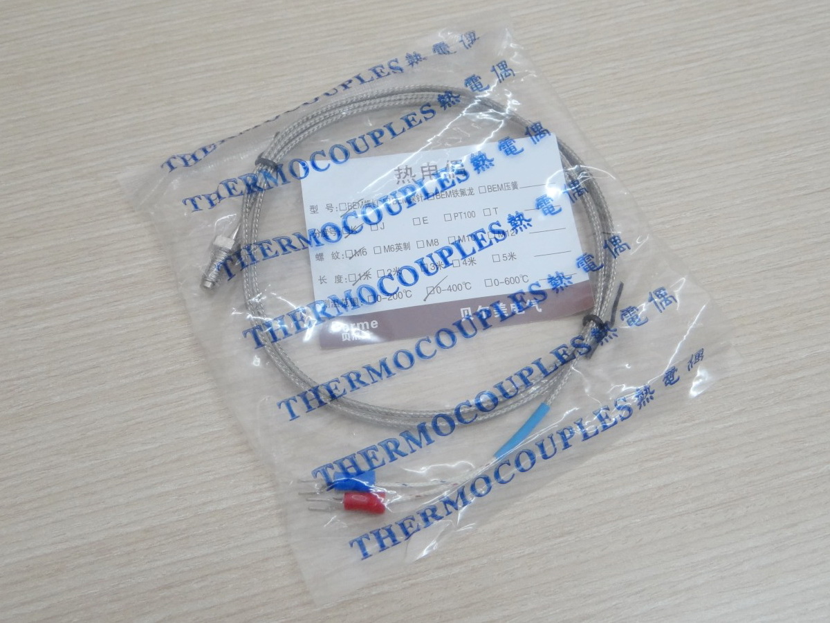 1M Cable หัวเกลียว M6x1.0 K Type Thermocouple 0-400C Sensor Probe