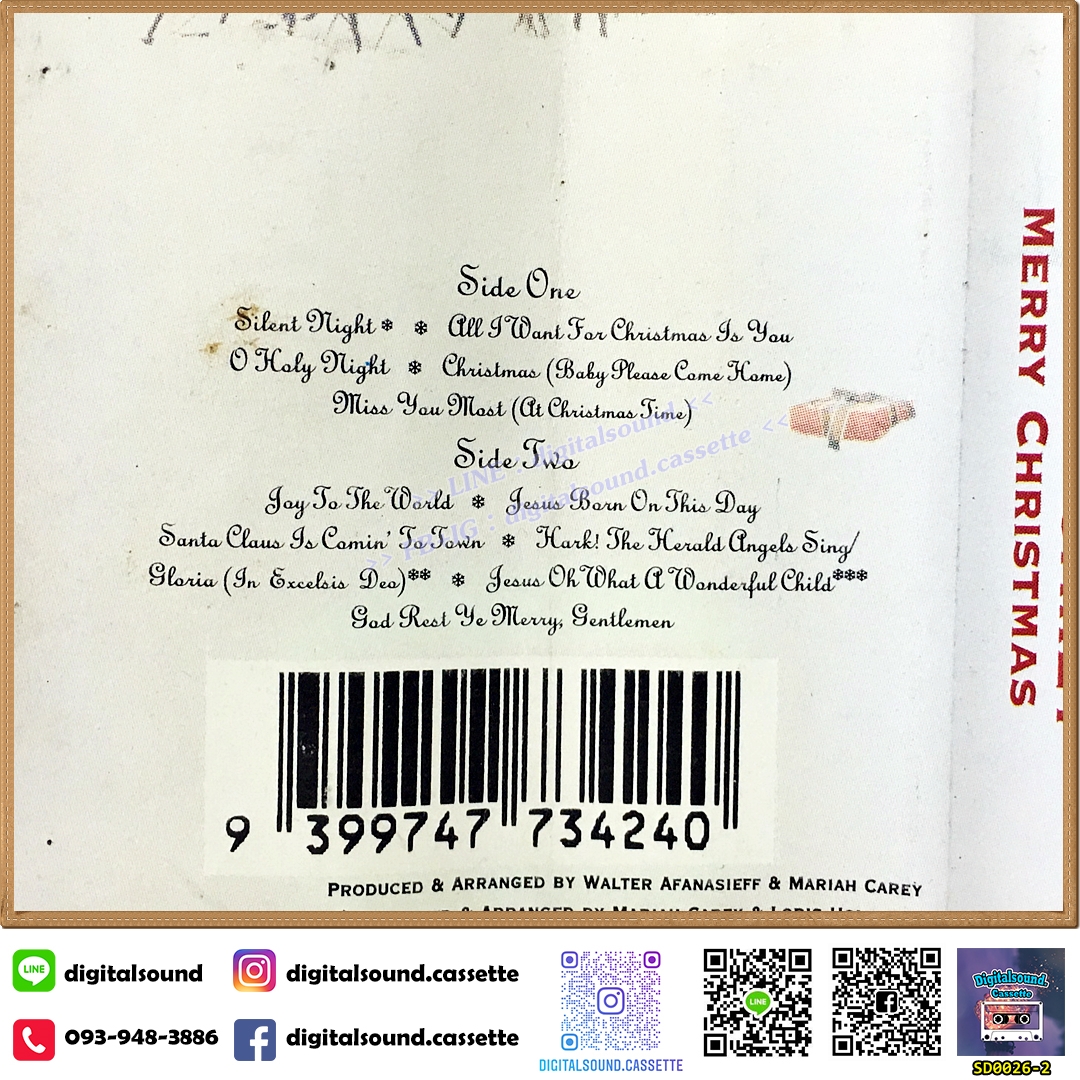 ⚠️ปกไม่สวย เทปคาสเซ็ท MARIAH CAREY อัลบั้ม MERRY CHRISTMAS
