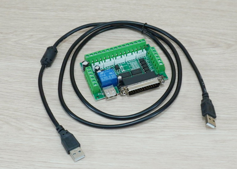 5 Axis CNC Breakout Board Interface for MACH3 + USB cable 1.35M
