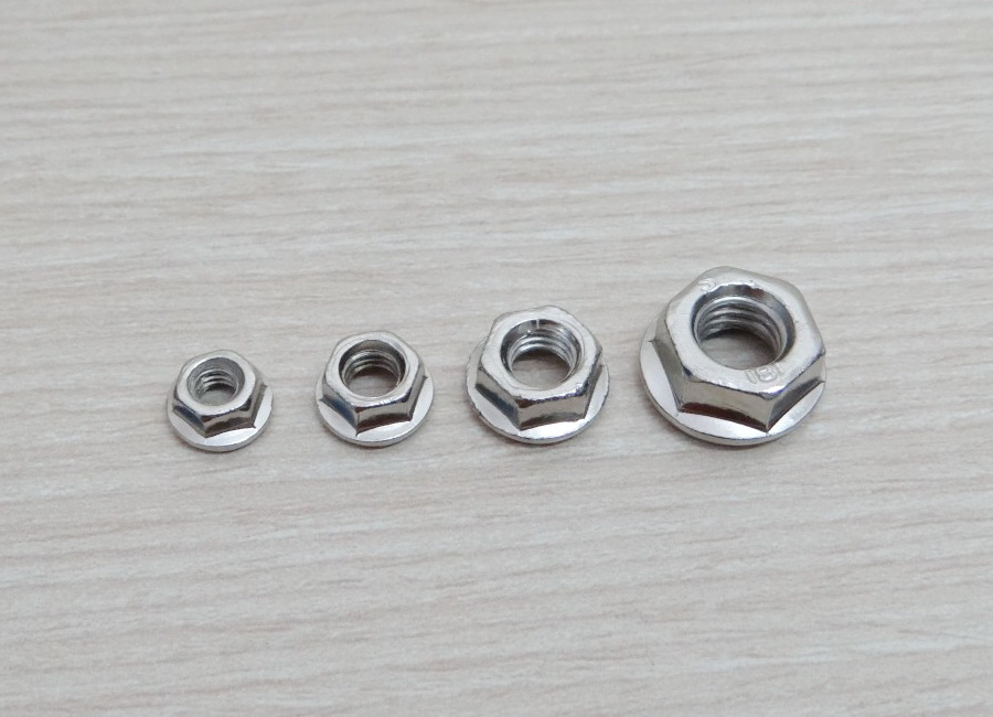 M8 Hex Flange Nut Metal Lock Nuts DIN6923 Nickel Plating (10ตัว/ถุง)
