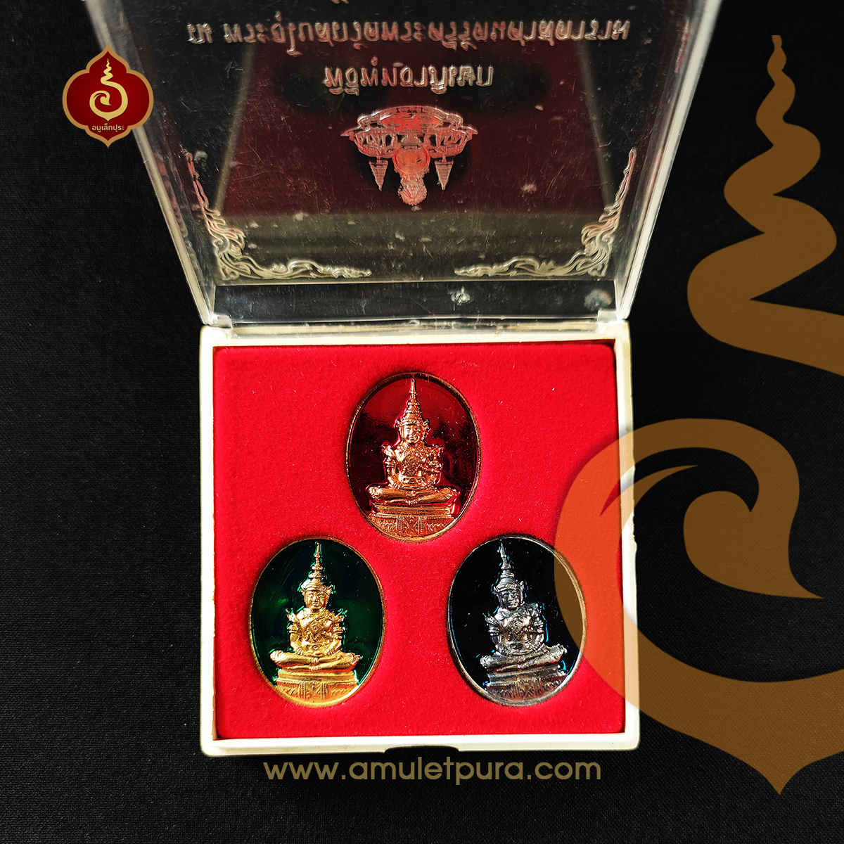 พระชุดพระแก้วมรกต (กะไหล่ทอง,เงิน,นาคลงยา) ฉลองสิริราชสมบัติ ครบ 50 ปี ปี39 วัดพระศรีรัตนะศาสดาราม กรุงเทพมหานคร