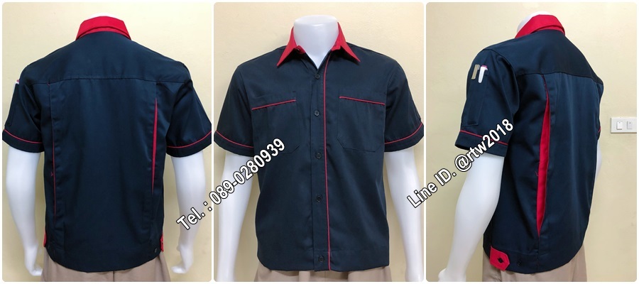 เสื้อช็อปแขนสั้นแบบกรมกุ้นแดง (รหัส A2)