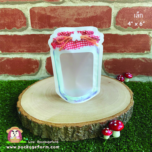 ซองซิปขวดโหลตั้งได้ ลายสก็อตสีแดง