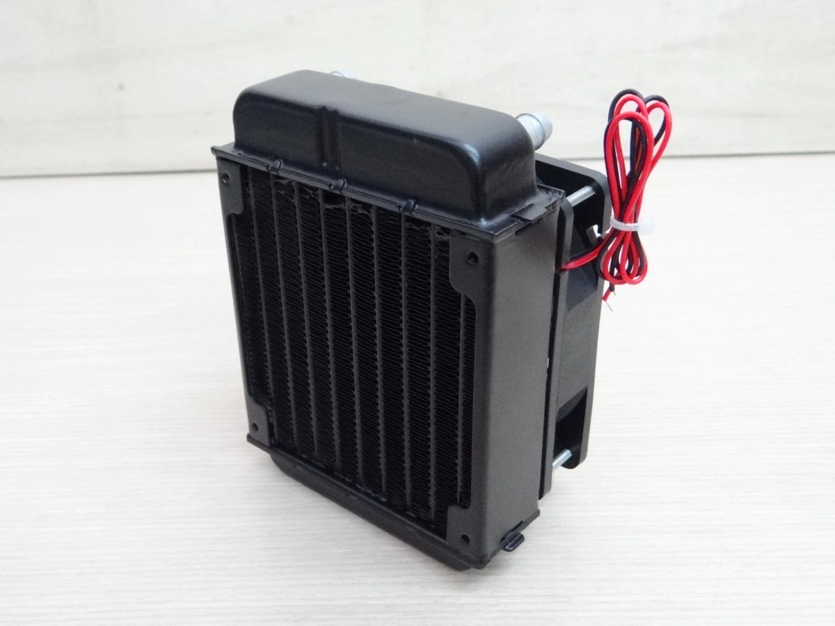 90mm Aluminum Radiator Water Cooling 10 Tube Heat Exchanger (หัวจุก 10mm) + 1 Fan 12V DC
