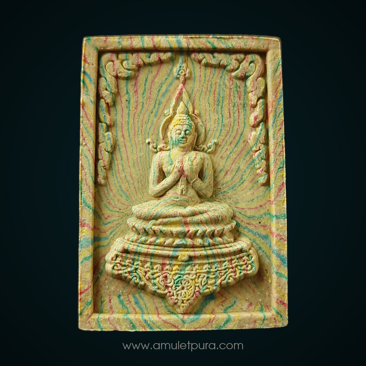 พระสมเด็จพระพุทธเมตตาบารมี ปี48 ปางประจำปีะเมีย เนื้อสายรุ้ง 7 สี ทวีโชค หลังฝังตะกรุดเงิน วัดขนอนใต้ จ.อยุธยา สร้าง 1,999 องค์ พร้อมกล่อง