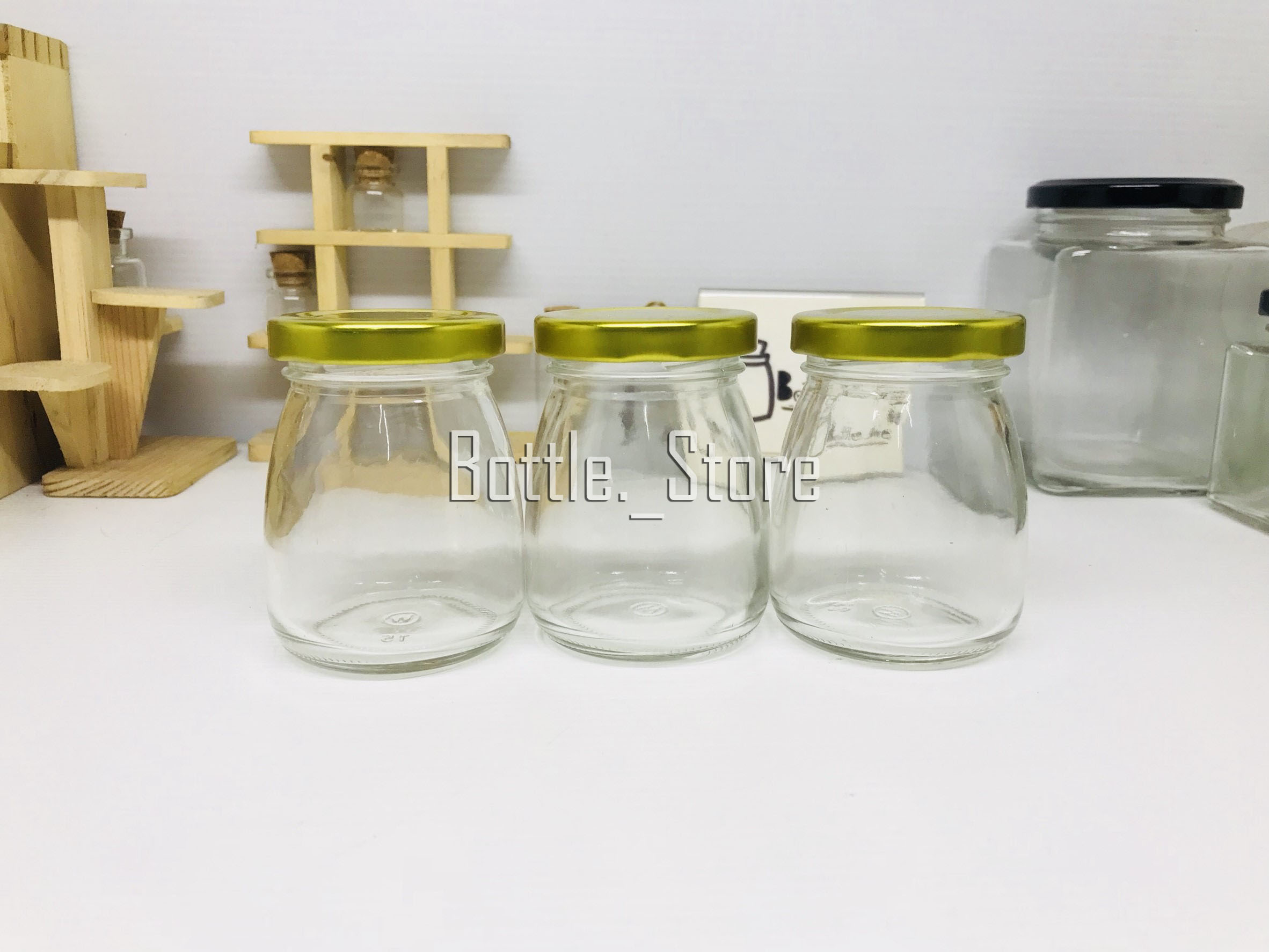 ขวดแก้ว พุดดิ้ง 100ml ฝาเกลียวล็อคสีทอง