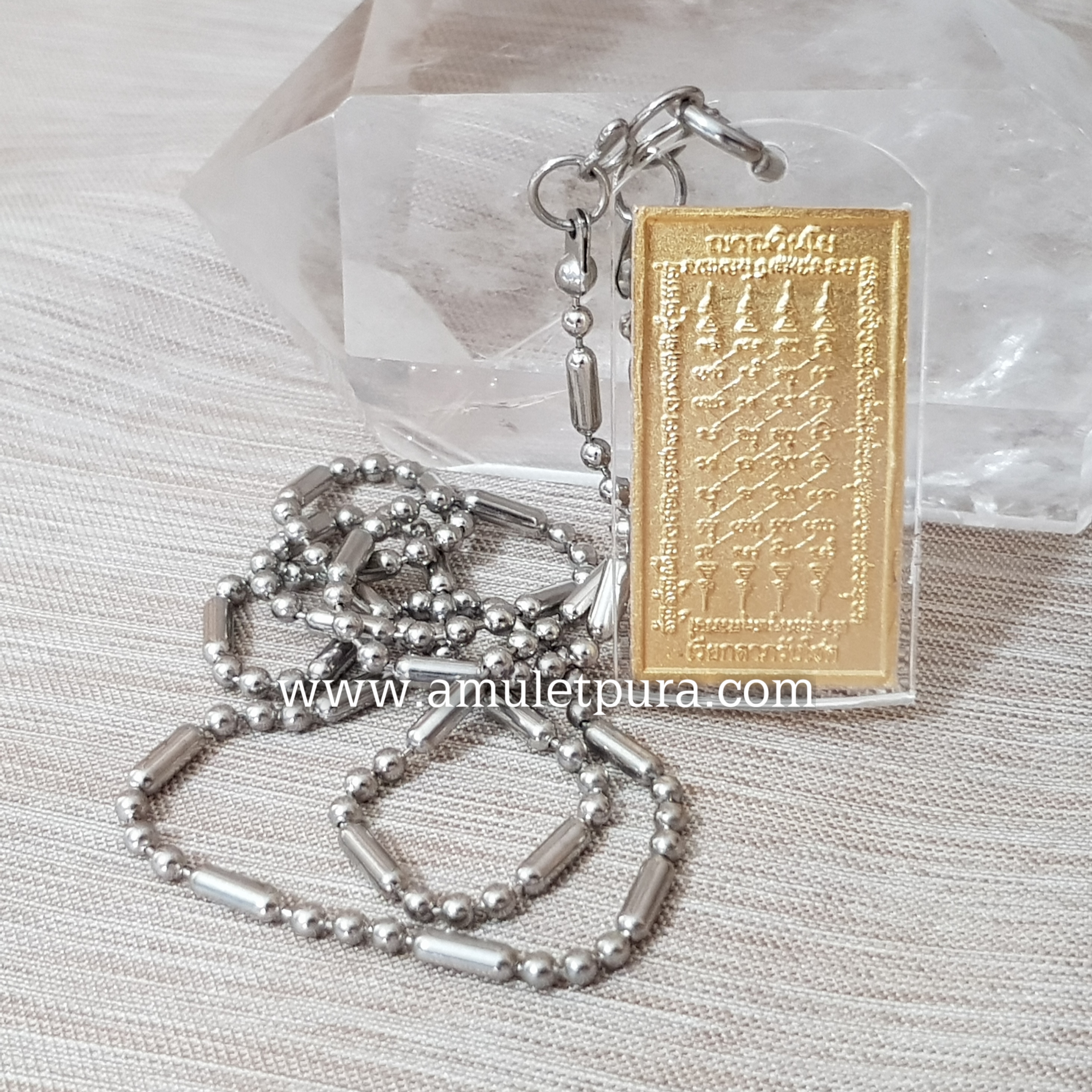 เหรียญแก้วหนุนดวง(กะไหล่ทอง)รุ่นแรก เสาร์5 ปี53 หลวงพ่อเณร วัดทุ่งเศรษฐี(ราม2)กรุงเทพมหานคร(กันน้ำพร้อมสร้อยสแตนเลส)