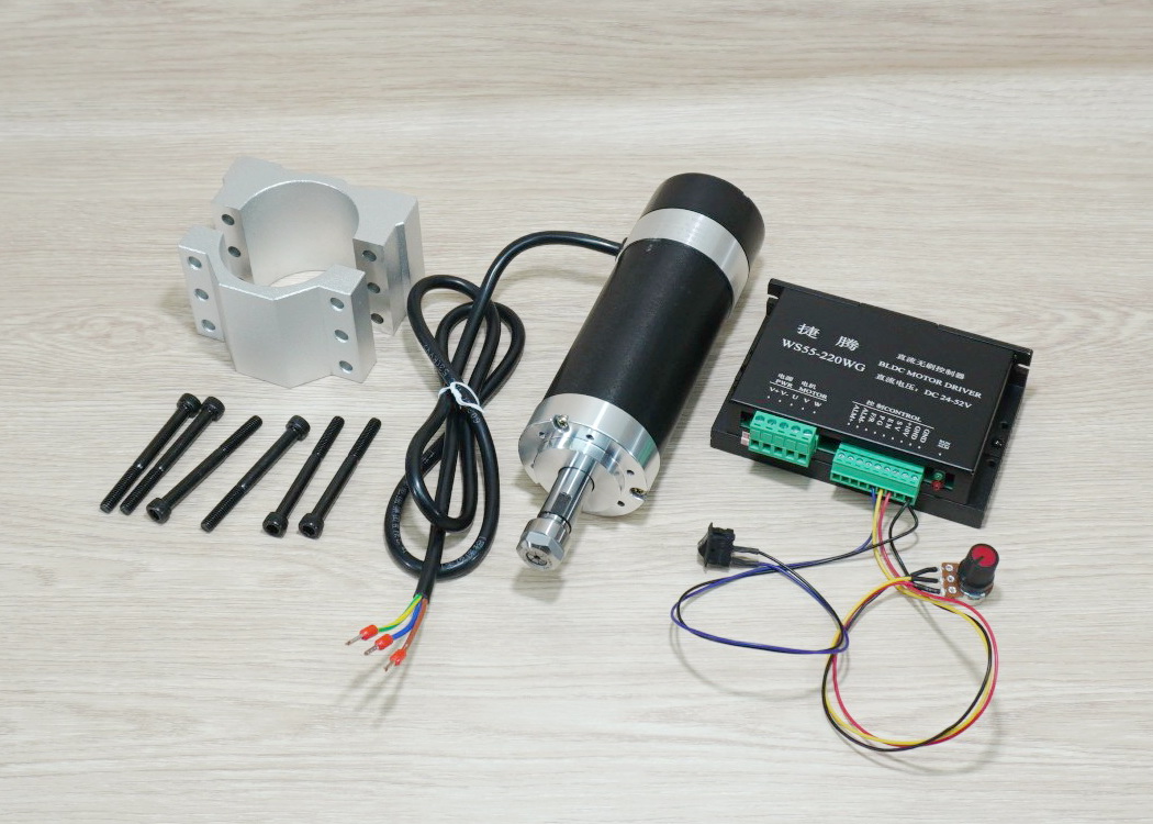 600W ER11 Brushless Spindle DC Motor (Max.9000rpm) + WS55-220WG Brushless DC Motor Driver 48V 600W