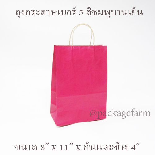 ถุงกระดาษคราฟท์หูเกลียว เบอร์ 5 สีต่างๆ ขนาด 8"1/4 x 11" x 4"1/4 ( 21 x 29 x 11 cm)