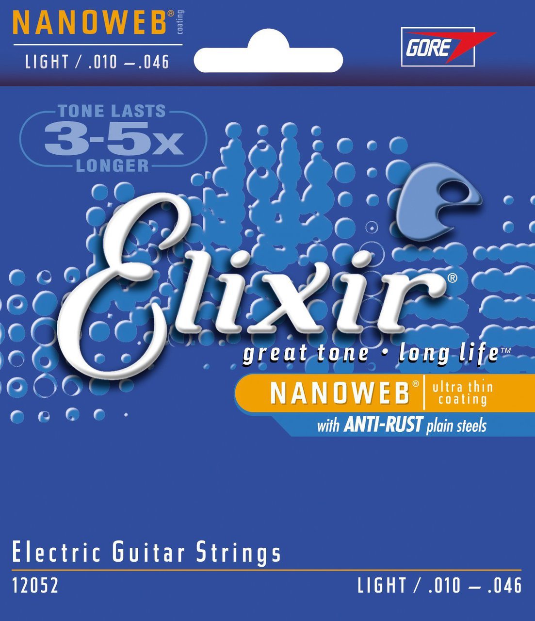สายกีตาร์ไฟฟ้า Elixir Electric Guitar Strings NanoWeb Coating Light 010 - 046