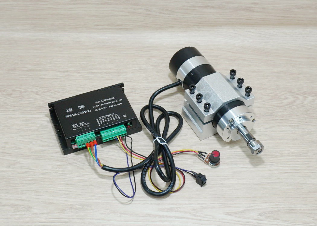 600W ER11 Brushless Spindle DC Motor (Max.9000rpm) + WS55-220WG Brushless DC Motor Driver 48V 600W