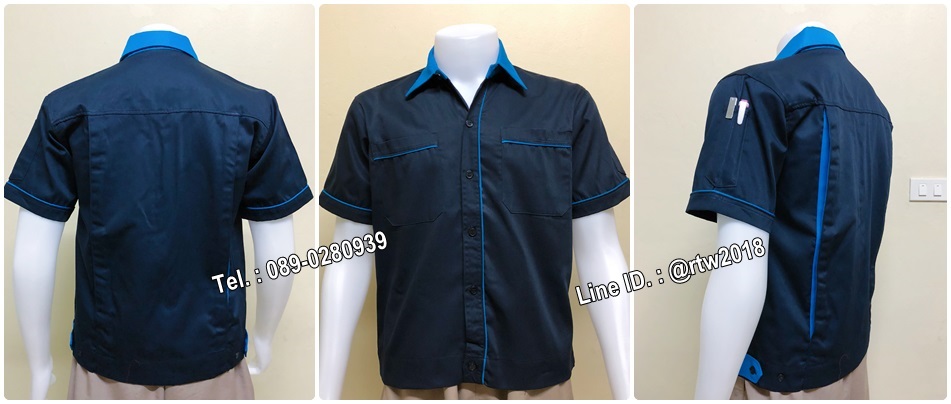 เสื้อช็อปแขนสั้นแบบกรมกุ้นฟ้า (รหัส A40)