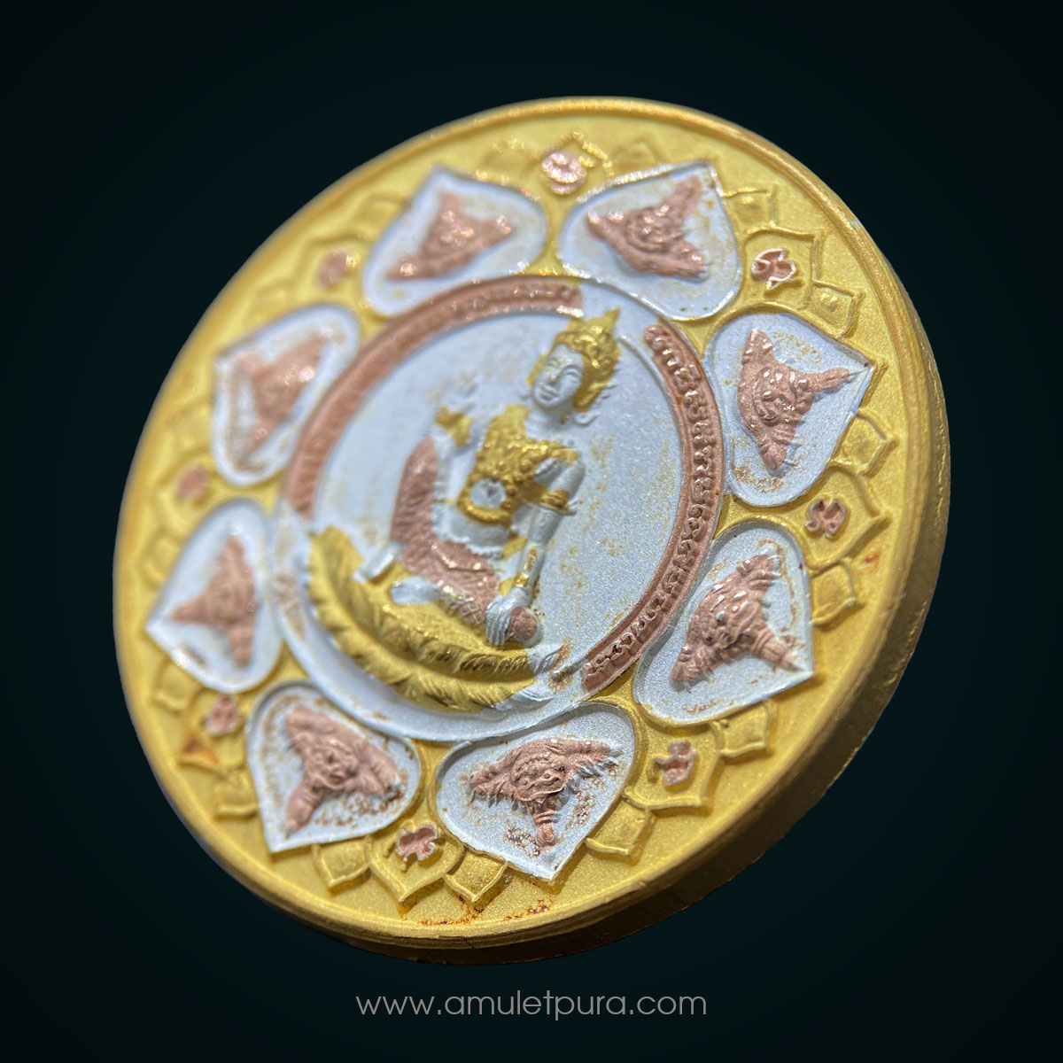 จตุคามรามเทพ หลัง พระปิดตาพังพระกาฬ รุ่นหลักเมืองมหามงคล50 (เนื้อสามกษัตริย์ขนาด 3.2 ซม.) วัดพระมหาธาตุวรมหาวิหาร จ.นครศรีธรรมราช (มีโค้ด)