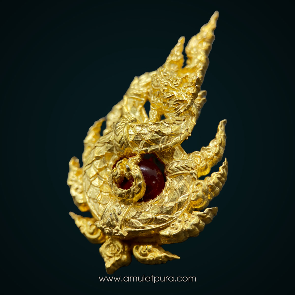 พญาอนันตนาคราช รุ่นหัวใจเศรษฐี (สัมฤทธิ์ชุบทอง เพชรพญานาคสีแดง) ปี62 หลวงปู่ถิน วัดคอนสาย จ.ยโสธร (มีโค้ด หมายเลข 640)