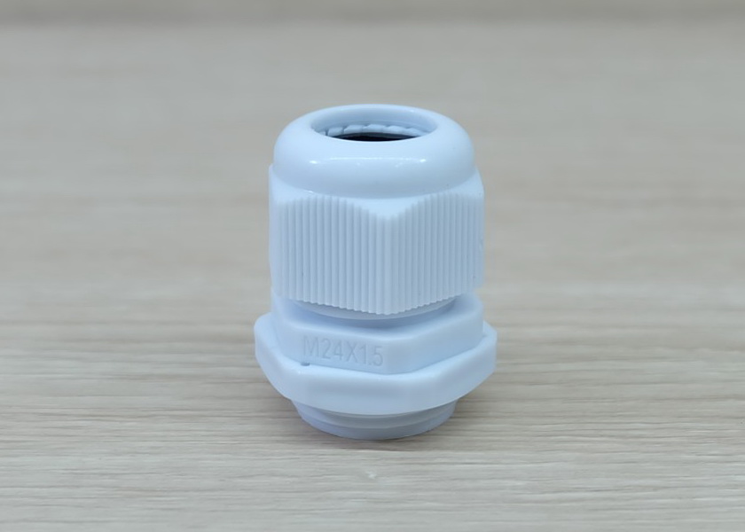 M24 (White) Water-proof Nylon Plastic Cable Gland Connector (แพ็ค 10 ตัว)