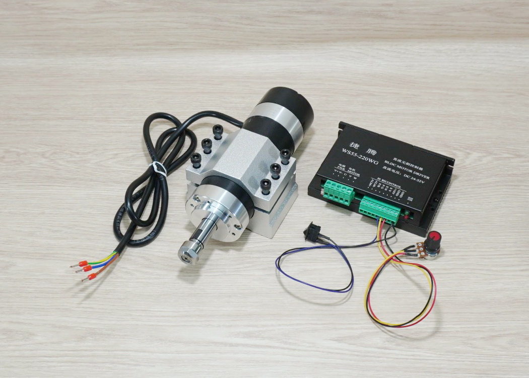 600W ER11 Brushless Spindle DC Motor (Max.9000rpm) + WS55-220WG Brushless DC Motor Driver 48V 600W