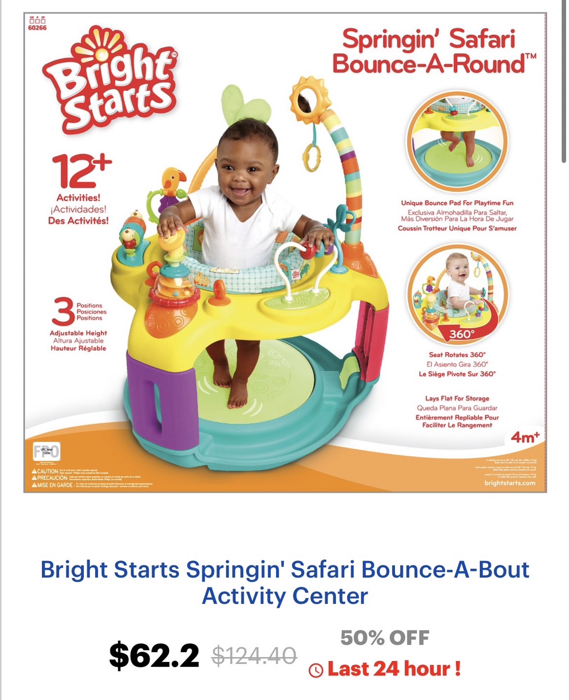Bright Starts Bright Starts จั้มเปอร์ หมุน360องศา 4เดือน-2ขวบ สภาพสวย 90% มือสองญี่ปุ่น