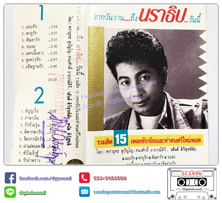 เทปคาสเซ็ท นราธิป กาญจนวัฒน์ วงชาตรี อัลบั้ม จากวันวานถึงนราธิปวันนี้ รวม 15 เพลงฮิต