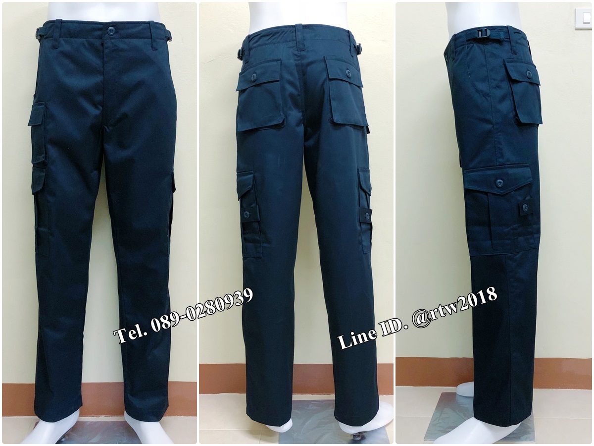 กางเกงช่างผ้าเวสปอยท์ทรงทหาร 7 กระเป๋า สีกรมท่า (รหัส B10)