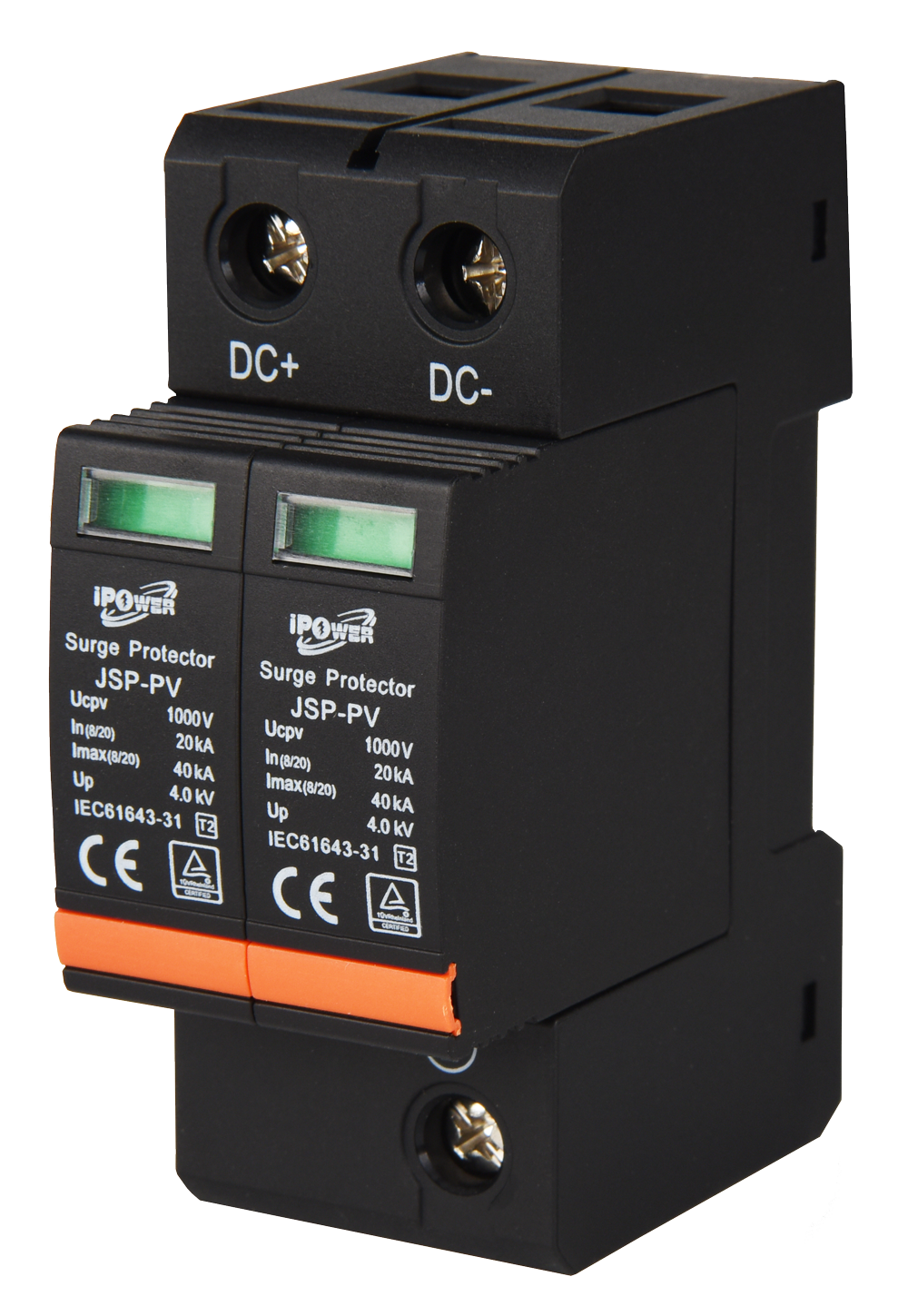 PV SPD SURGE PROTECTIVE DEVICE 2P 1000Vdc High Quality ln:20kA. รุ่น JSP-PV (iPower)