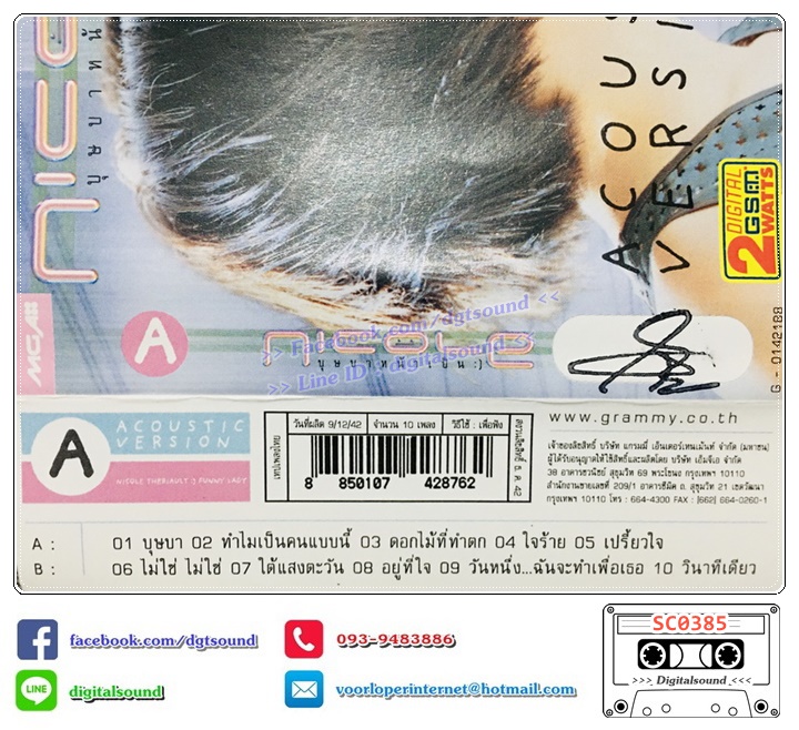 เทปคาสเซ็ท นิโคล เทริโอ Nicole Theriault อัลบั้ม บุษบาหน้าเป็น Acoustic Version