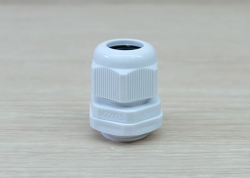 M22 (White) Water-proof Nylon Plastic Cable Gland Connector (แพ็ค 10 ตัว)