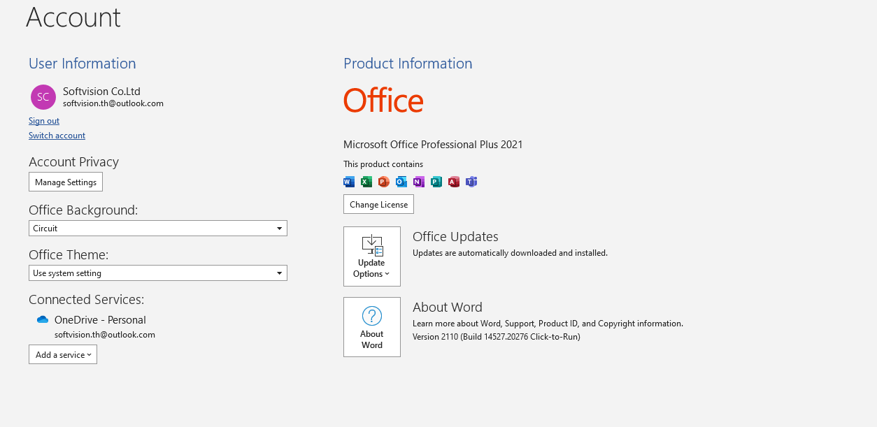 Office Professional Plus 2021 ของแท้ ผูกกับบัญชีไมโครซอฟท์ ย้ายเครื่องได้