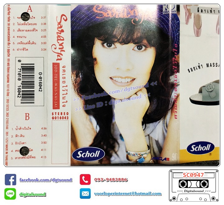 เทปคาสเซ็ท ศรัณย่า ส่งเสริมสวัสดิ์ อัลบั้ม จดเธอไว้ในใจ