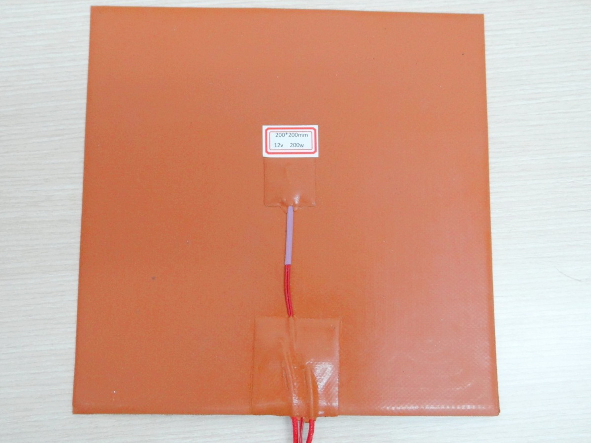 Silicone Heating Pad 200x200 mm 12V 200W + NTC 100K 3950