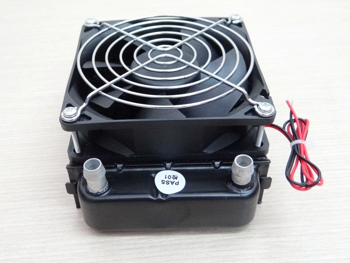 90mm Aluminum Radiator Water Cooling 10 Tube Heat Exchanger (หัวจุก 10mm) + 1 Fan 12V DC