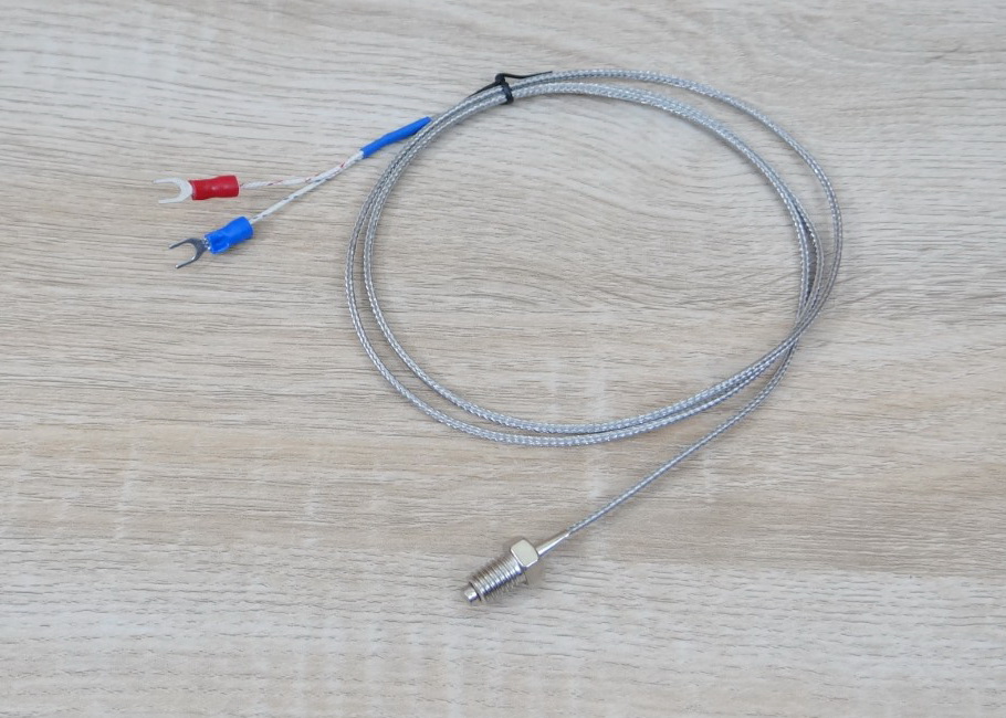 1M Cable หัวเกลียว 8mm K Type Thermocouple 0-400C Sensor Probe