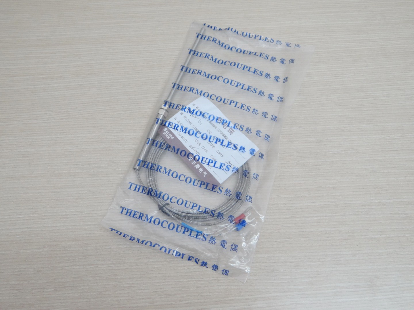 L100mm Probe Sensors K Type - 5M Cable, Thermocouple 0-400C, Thread M8, Diameter 5mm