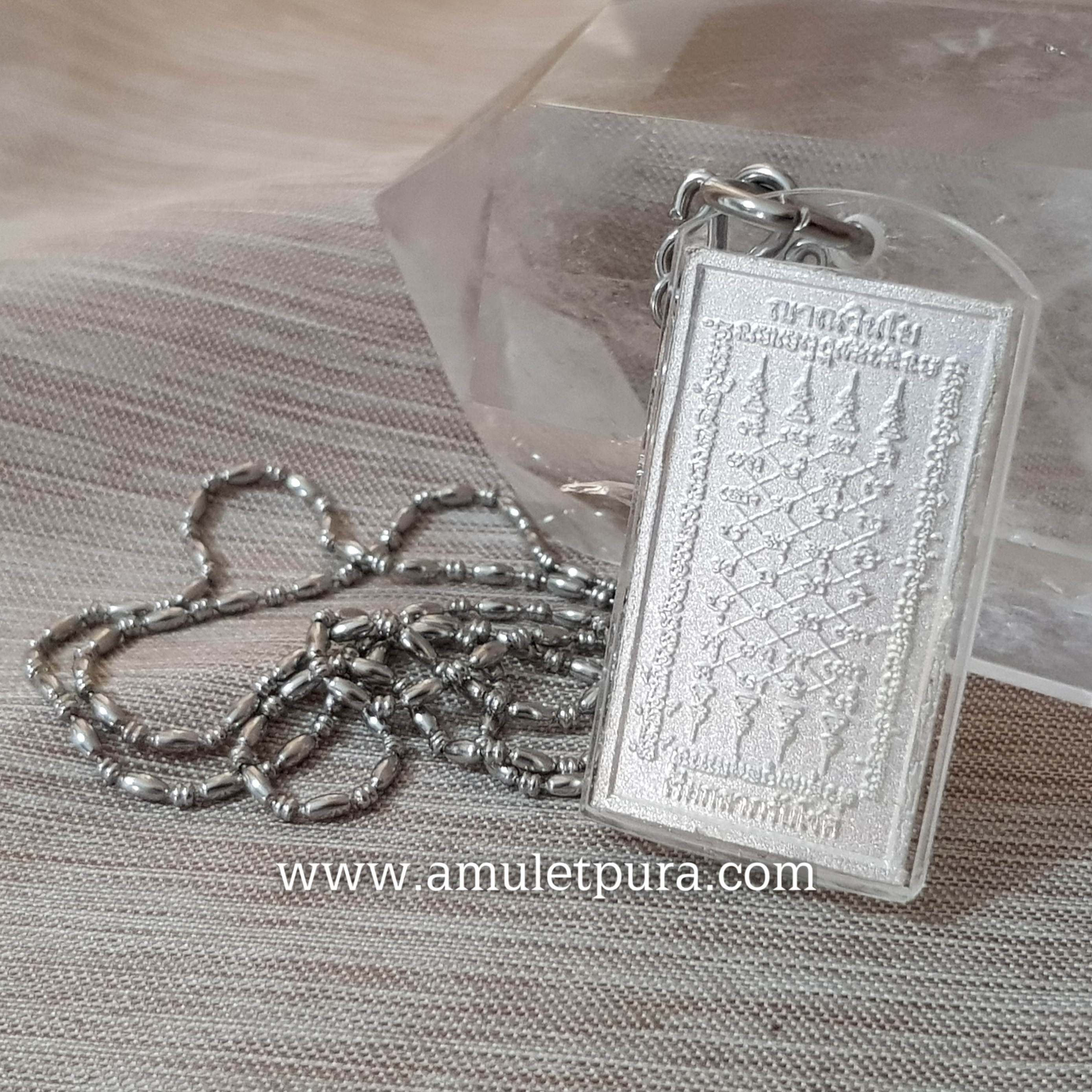 เหรียญแก้วหนุนดวง (กะไหล่เงิน) รุ่นแรก เสาร์5 ปี53 หลวงพ่อเณร วัดทุ่งเศรษฐี(ราม2)กรุงเทพมหานคร(กันน้ำพร้อมสร้อยสแตนเลส)