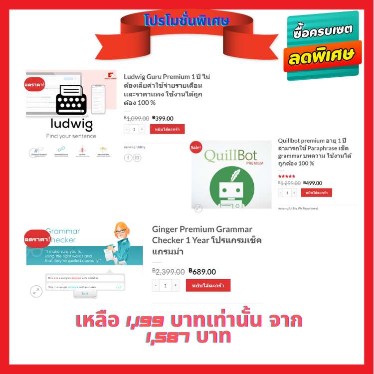 โปรโมชั่นพิเศษ 3 ชิ้น ซื้อ ginger premium พร้อม quillbot ludwig อายุ 1 ปี ลดพิเศษ
