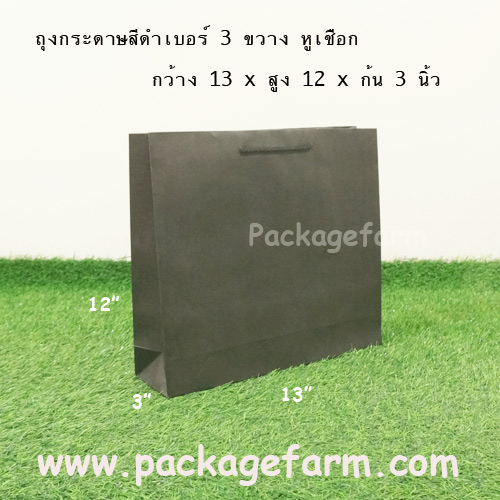ถุงกระดาษสีเบอร์ 3 ทรงขวาง ขนาด 13" x 12" x 3"
