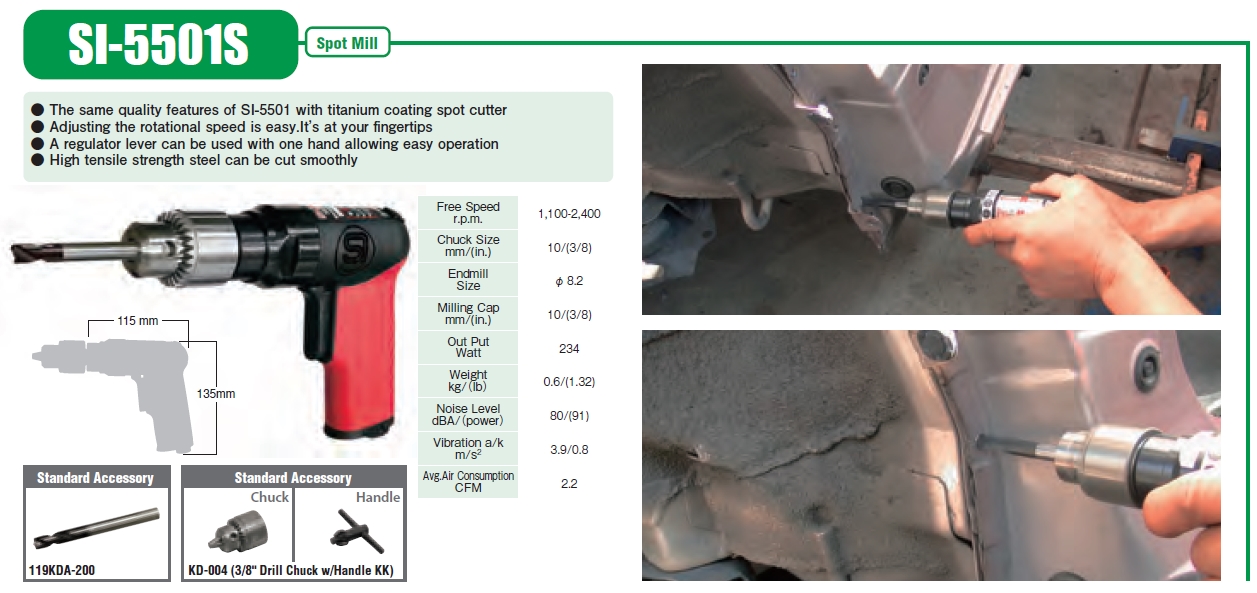 Shinano รุ่น SI-5501S เครื่องเจาะรอยอาร์คต่อถังรถยนต์ ญี่ปุ่น SPOT CUTTER