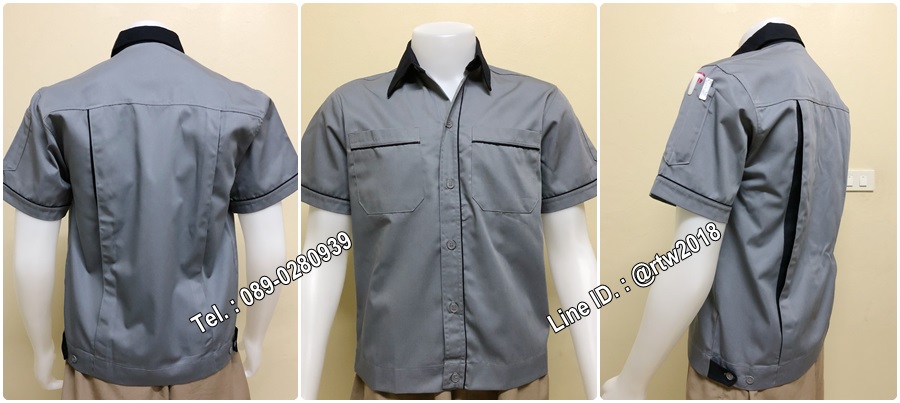 เสื้อช๊อปแขนสั้นแบบเทากุ้นกรม (รหัส A34)