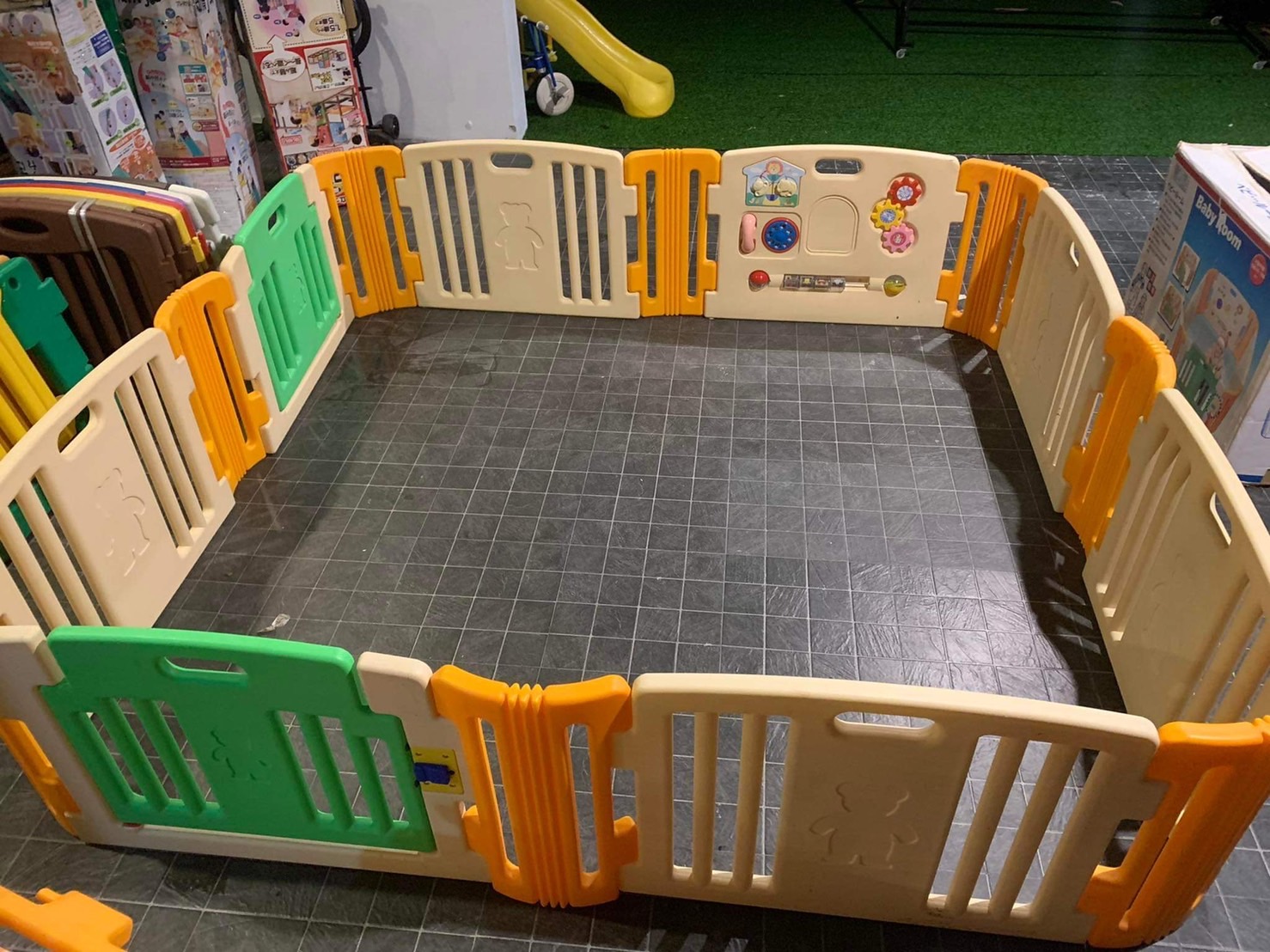 Eduplay คอกเด็กเกาหลี สีส้ม size L ขนาด 217x217x60 cm. ตำหนิแผ่นของเล่น1จุด