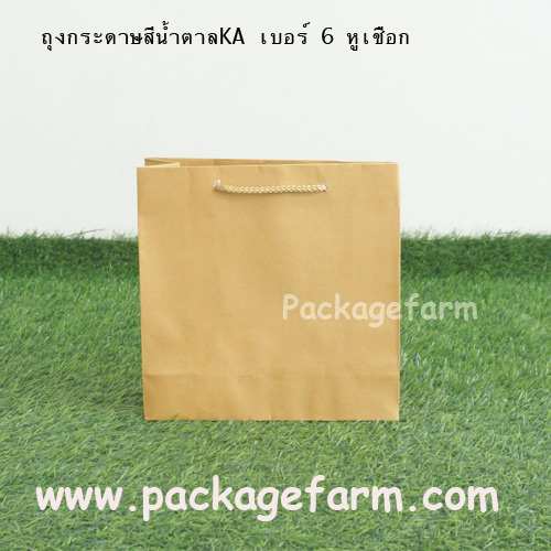 ถุงกระดาษน้ำตาล หูเชือกทอง เบอร์ 6 ขนาด 8"1/2 x 8"1/2 x 3"