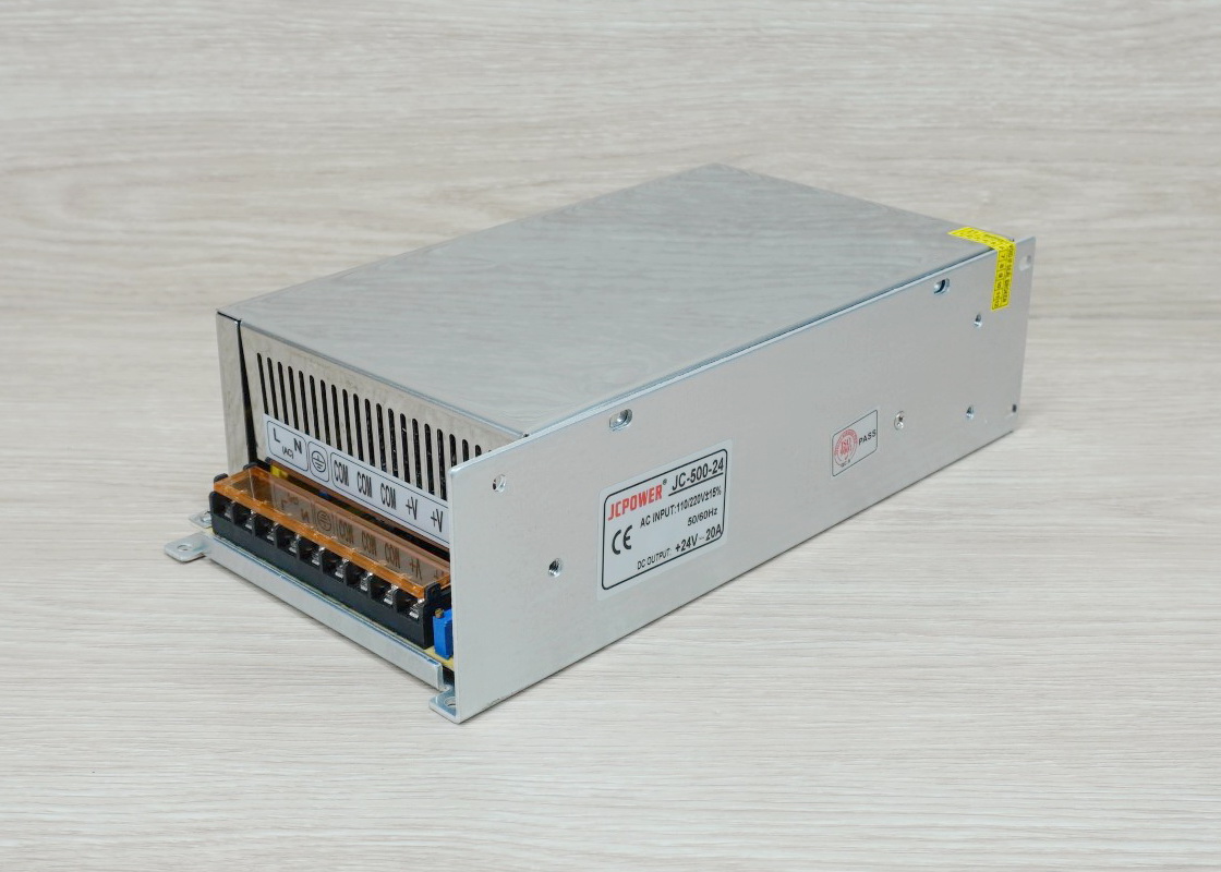 24V-20A-500W DC Switching Power Supply (JCPOWER) + Fan Automatic