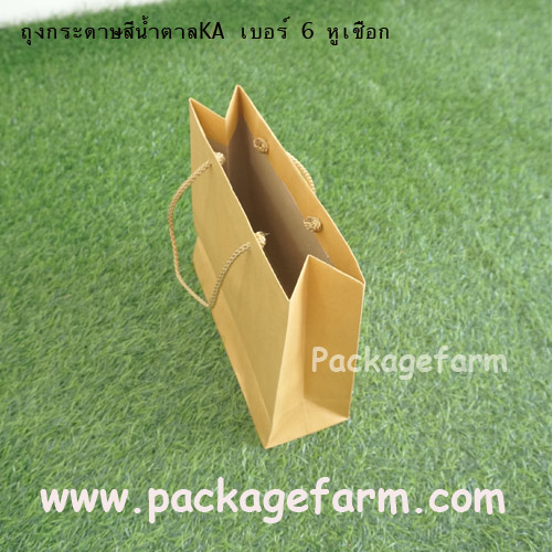 ถุงกระดาษน้ำตาล หูเชือกทอง เบอร์ 6 ขนาด 8"1/2 x 8"1/2 x 3"